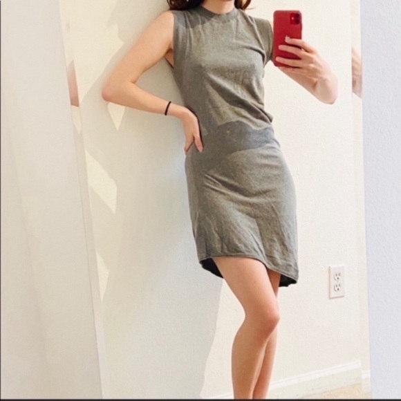 Mauro Grifone Grey Mock Neck Sleeveless Asymmetrical Mini Dress SZ 4 - Picture 3 of 6